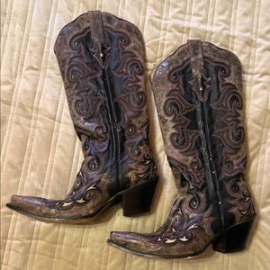 Corral Black and Brown Embroidered Western Boots